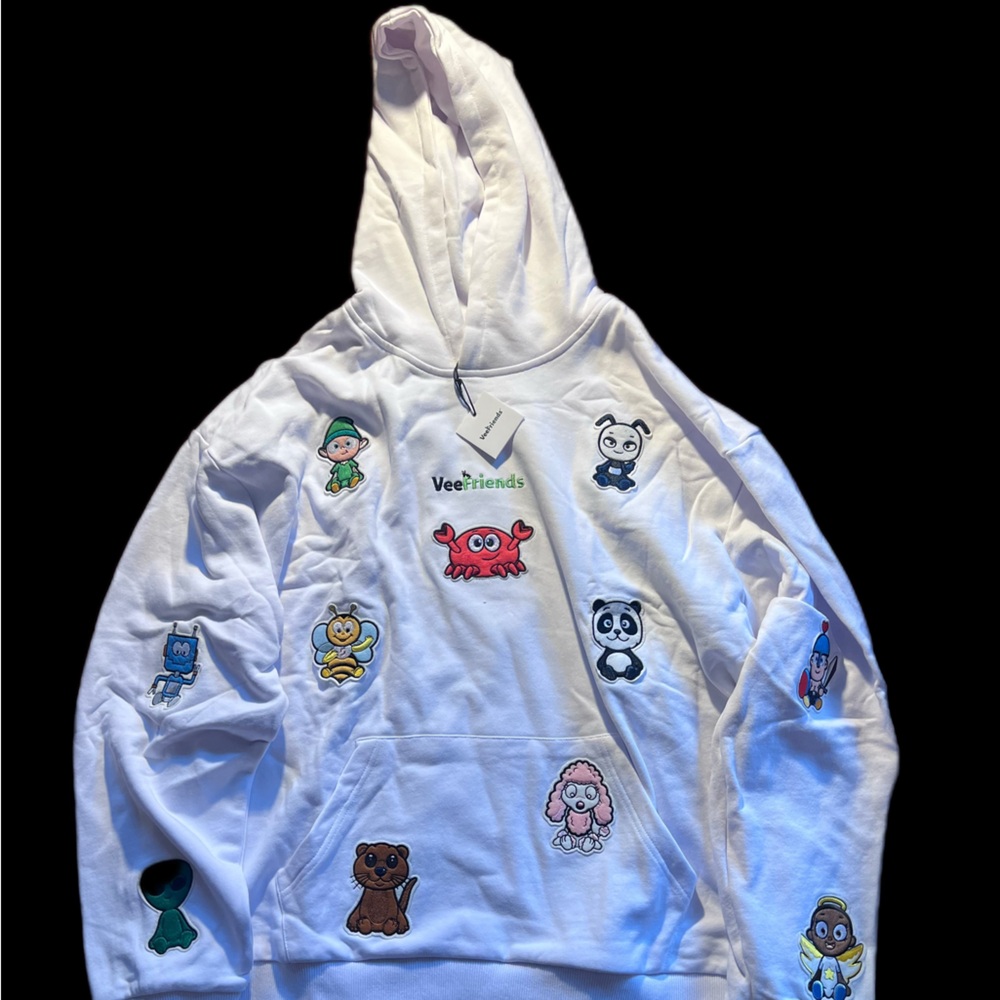 VEEFRIENDS ORIGINAL AUTHENTIC BRAND NEW WHITE PATCH HOODIE Size L (ONLY 1 LEFT)